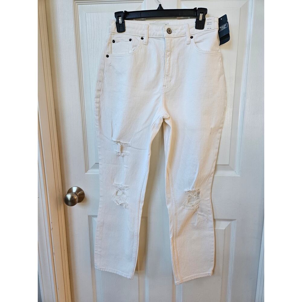 Abercrombie & Fitch Curve Love High Rise Mom Jeans White NWT Size 27/4R